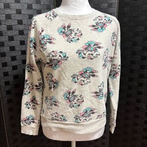 Vtg Disney Mickey & Minnie Mouse Ice Skating Crewneck Sweatshirt Women XS Casual